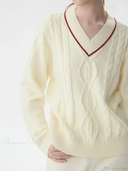 Solid Color Twisted Flower Pullover Sweater