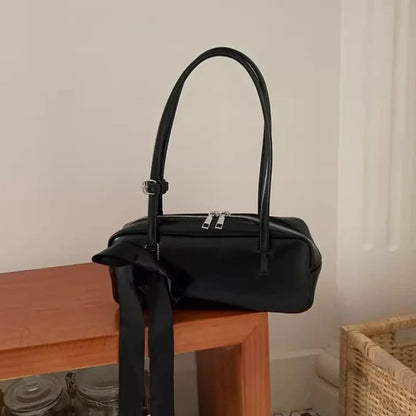 Solid Color Zipper Shoulder Bag for Women