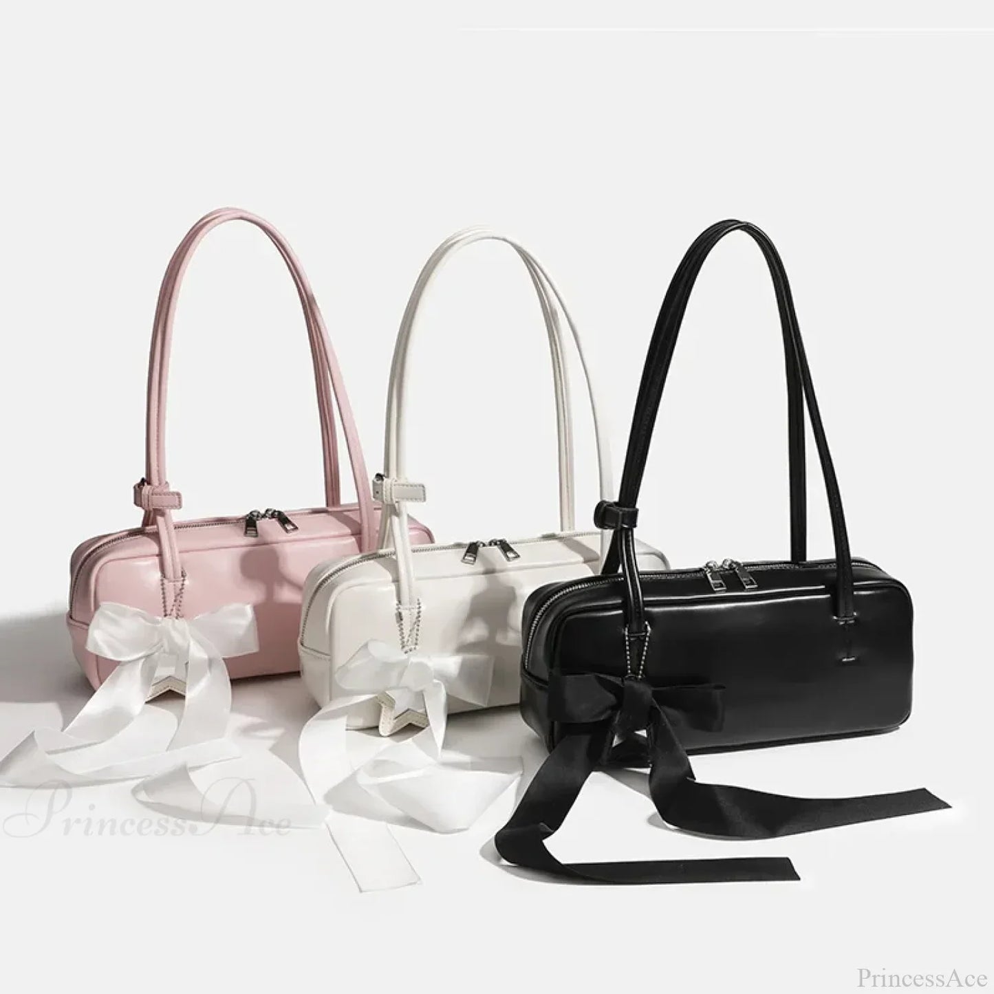 Solid Color Zipper Shoulder Bag for Women
