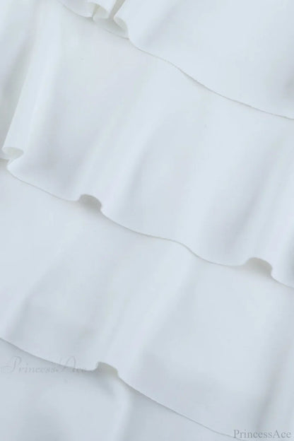 Solid Crew Neck Slim High Waist Puff Mini Dress