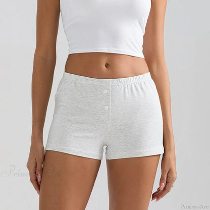 Solid Elastic Waist Slim Short