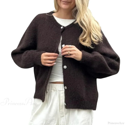 Solid Fuzzy Button Down Knit Cardigan