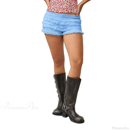 Solid Lace Ruffle Bloomer Short