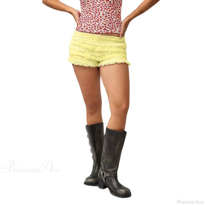 Solid Lace Ruffle Bloomer Short
