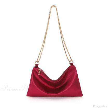 Solid Metal Chain Underarm Evening Wedding Clutch Bag