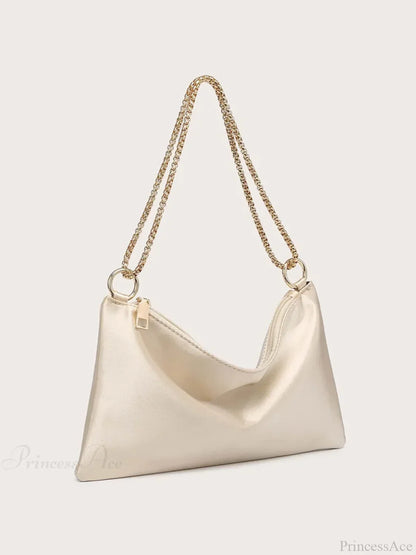 Solid Metal Chain Underarm Evening Wedding Clutch Bag
