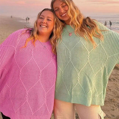 Solid O-Neck Ribbed Long Sleeve Sweater