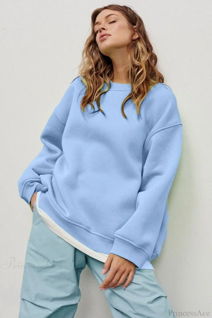 Solid Oversize Relaxed Pullover Sweatshirts