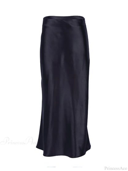 Solid Purple Satin Silk Skirt
