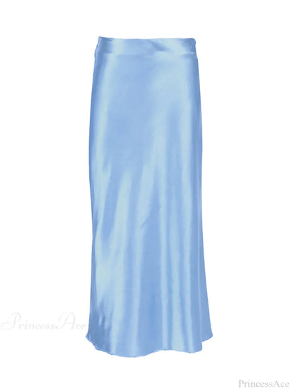 Solid Purple Satin Silk Skirt