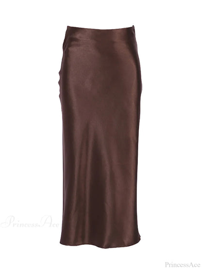 Solid Purple Satin Silk Skirt