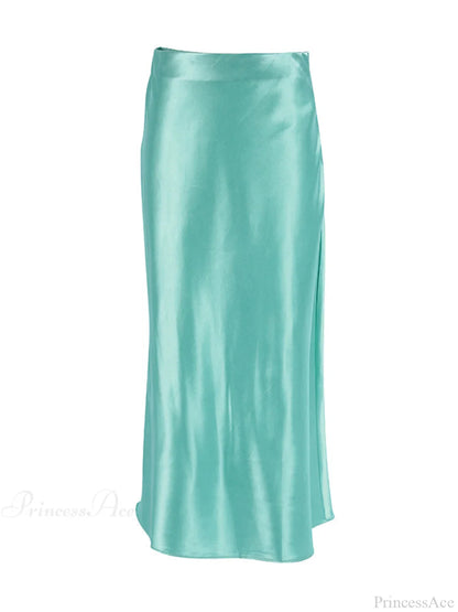 Solid Purple Satin Silk Skirt