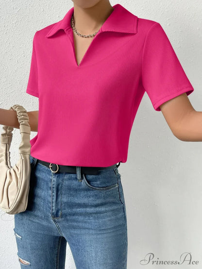Solid Ribbed Knit Tee