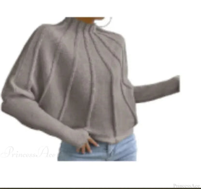 Solid Round Neck Batball Sleeve Loose Sweater