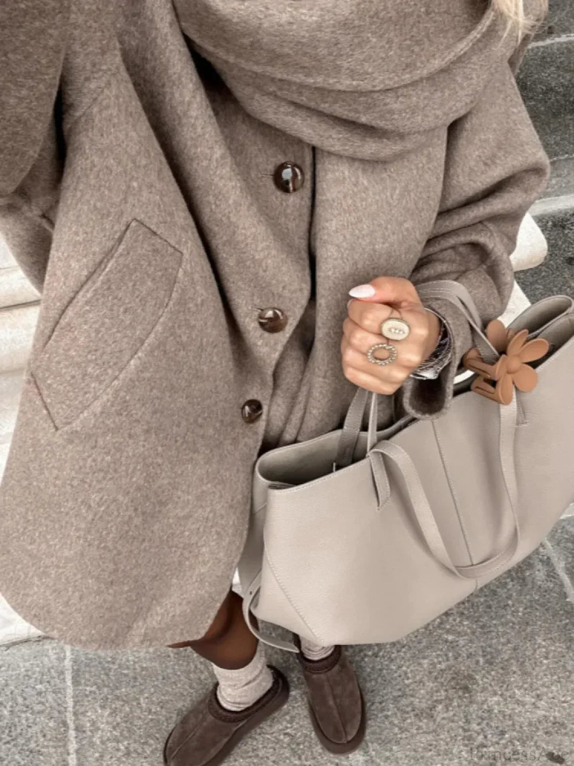 Solid Single Breasted Woolen Coat