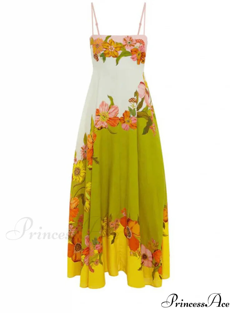 Sophisticated, Modern And Unique Graceful Print Strap Midi Dress