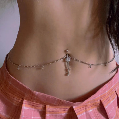 Sparkling Chain Gothic Dangle Belly Ring