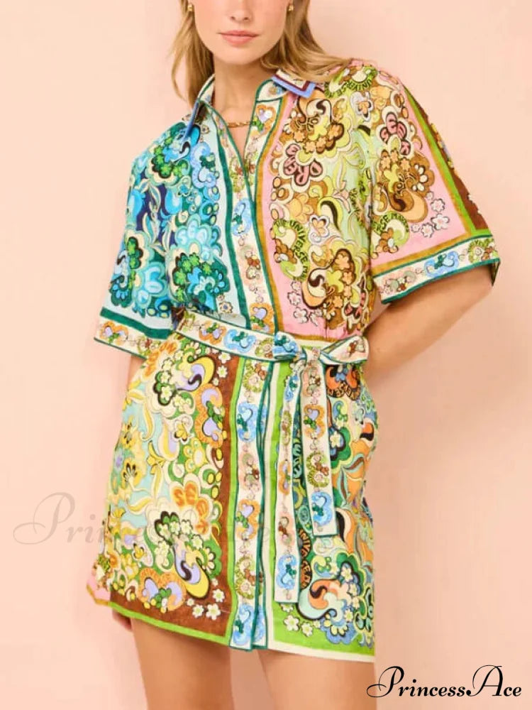Special Satin Stylish Print Mini Dress
