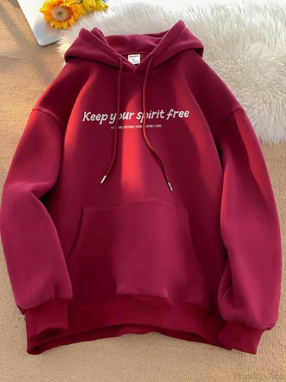 Spirit Free Letter Printed Hoodie