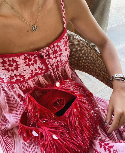 Spliced Crochet Strap Boho Dress