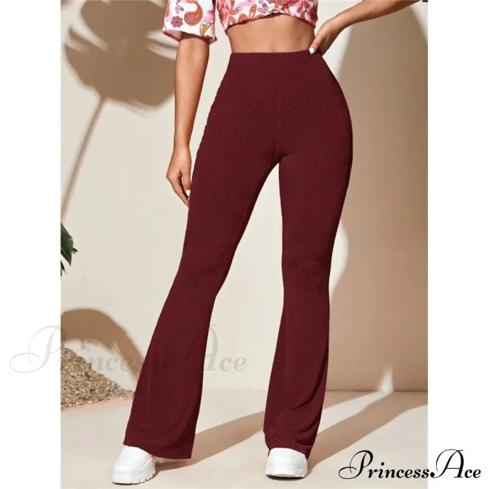 Split Knitted Wide Leg Loose Fitting High Waisted Draped Casual Pants