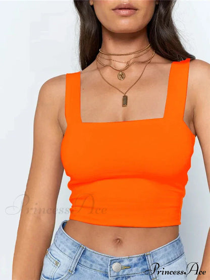 Square Neck Sleeveless Summer Crop Women Black Casual Basic T Shirt Off Shoulder Cami Sexy Backless Tank top