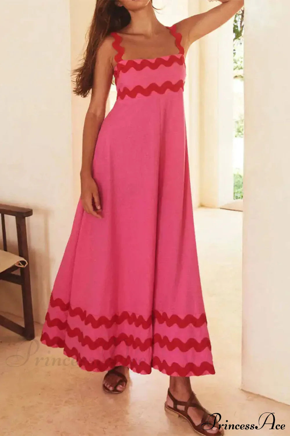 Square Neck Stylish Strap Maxi Dress