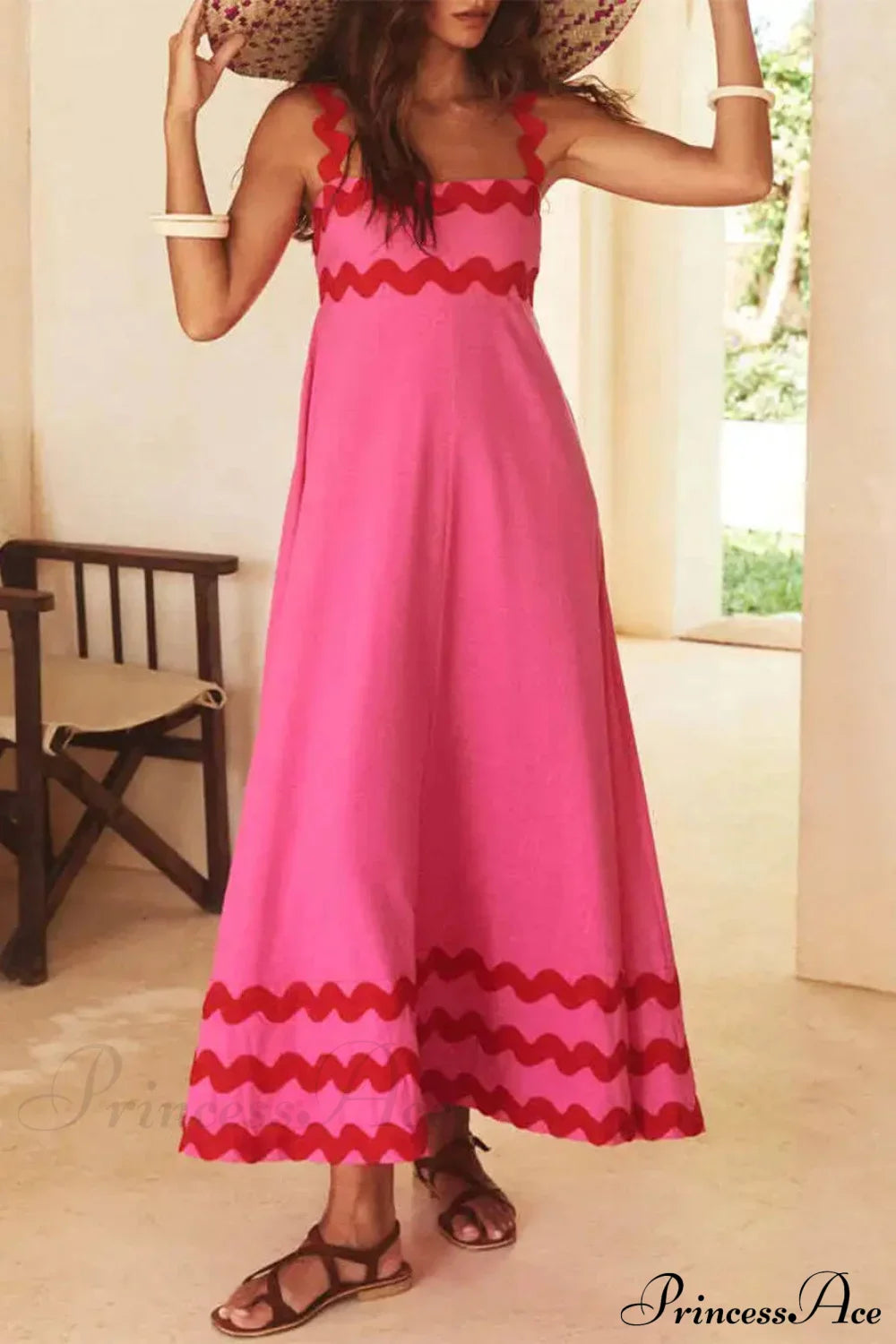 Square Neck Stylish Strap Maxi Dress