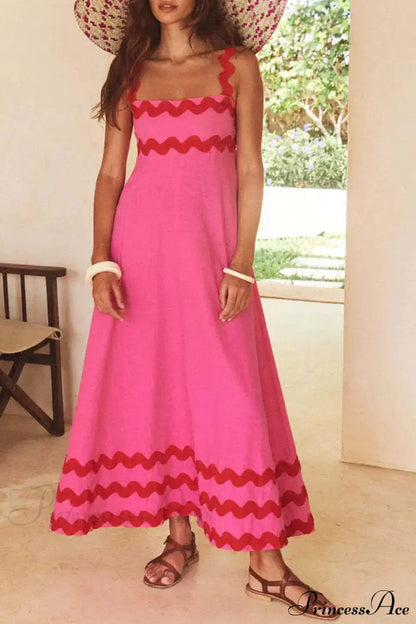 Square Neck Stylish Strap Maxi Dress