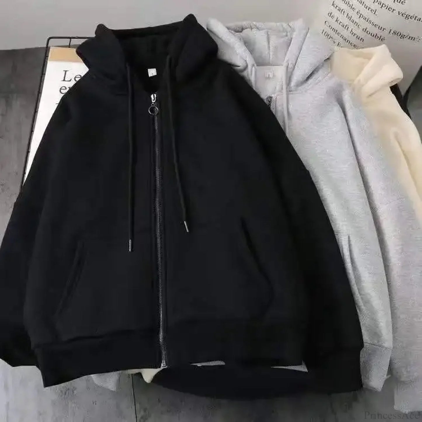 Star Print Retro Zipper Hoodie