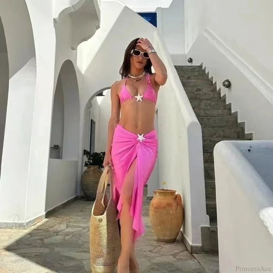 Traje de Baño de Tres Piezas Biquini Tanga con Estrellas de Mar