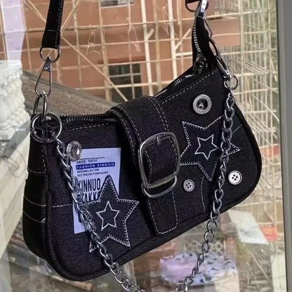 Stars Pattern Canvas Underarm Shoulder Bag