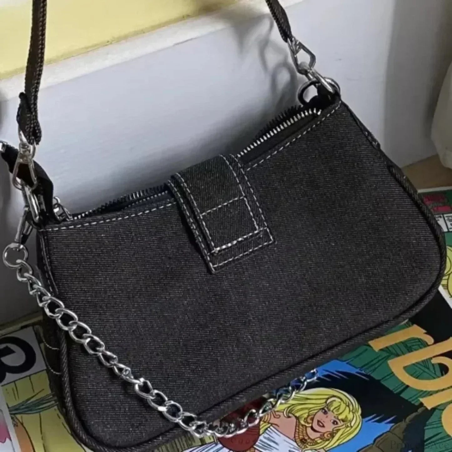Stars Pattern Canvas Underarm Shoulder Bag