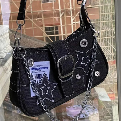Stars Pattern Canvas Underarm Shoulder Bag