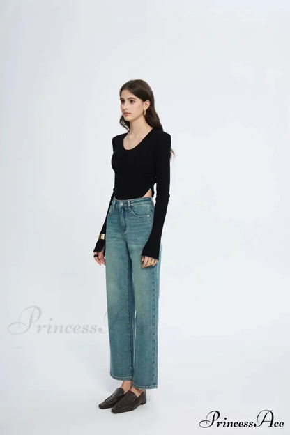 Straight Leg Denim Pant New Korean Straight Woman Female Spring Jean