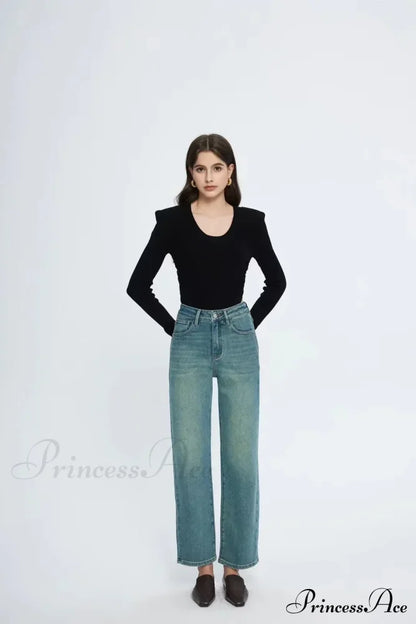 Straight Leg Denim Pant New Korean Straight Woman Female Spring Jean