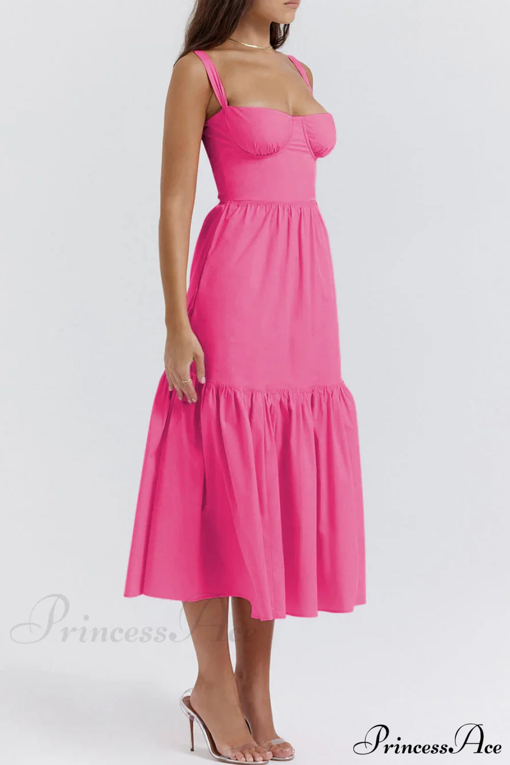 Strap Solid Color Charming A-Hem Midi Dress