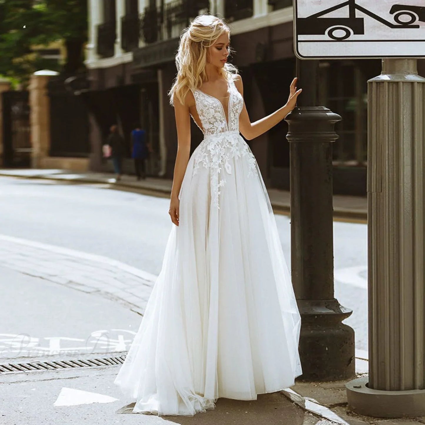 Strapless Bowknot Satin Wedding Dress