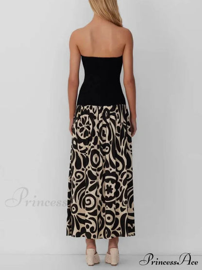 Strapless Floral Stylish Print Midi Dress