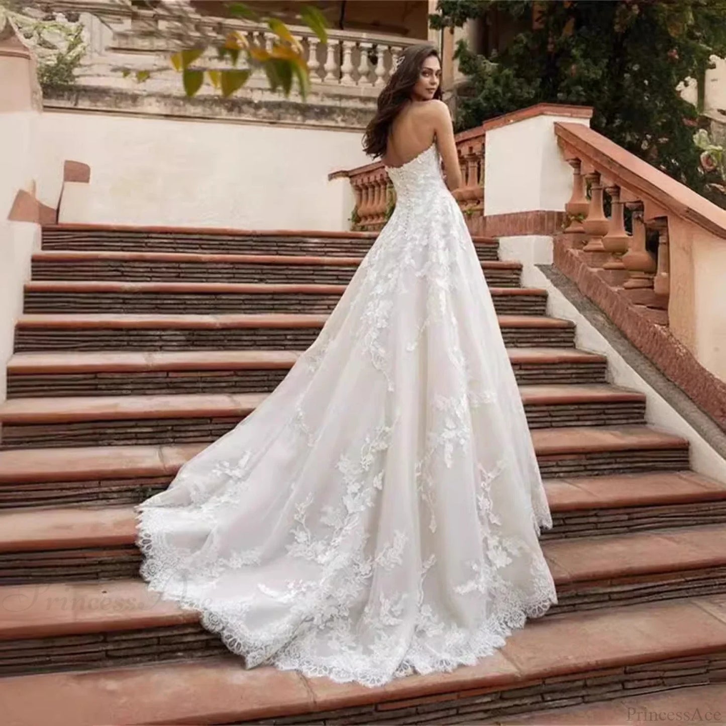 Strapless Lace Ball Gown Wedding Dress
