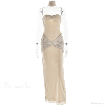 Strapless Ruffled Backless Party Dress