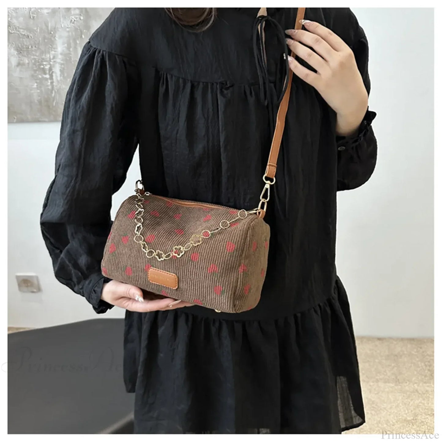 Strawberry Corduroy Mini Crossbody