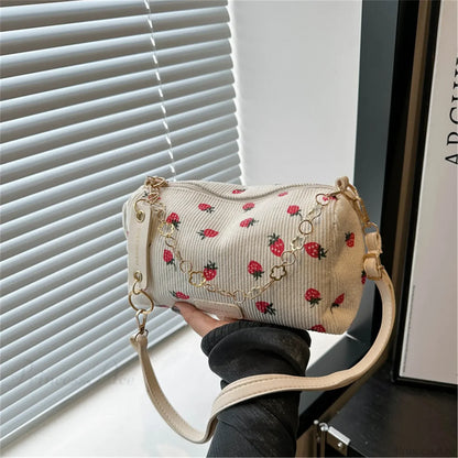 Strawberry Corduroy Mini Crossbody