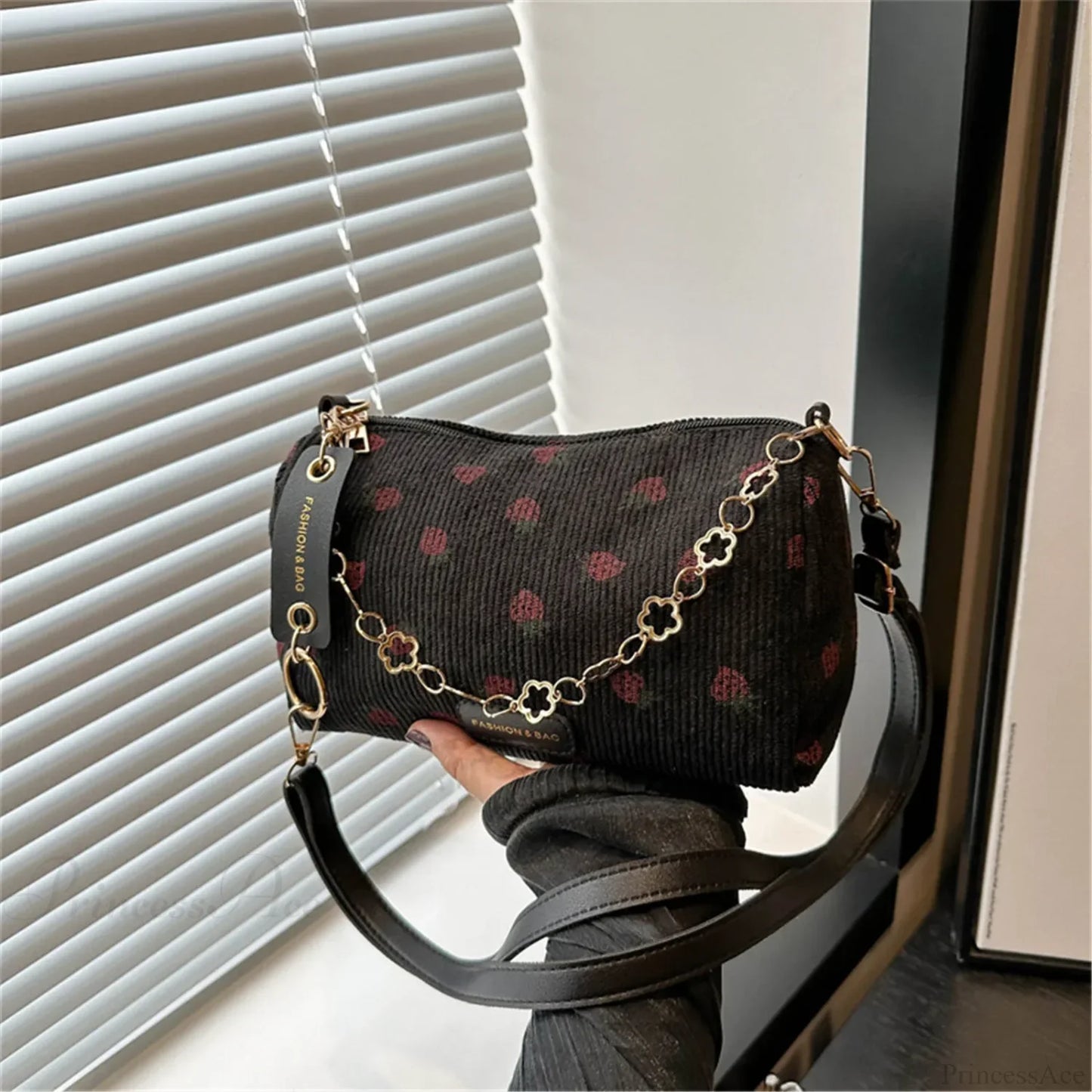 Strawberry Corduroy Mini Crossbody