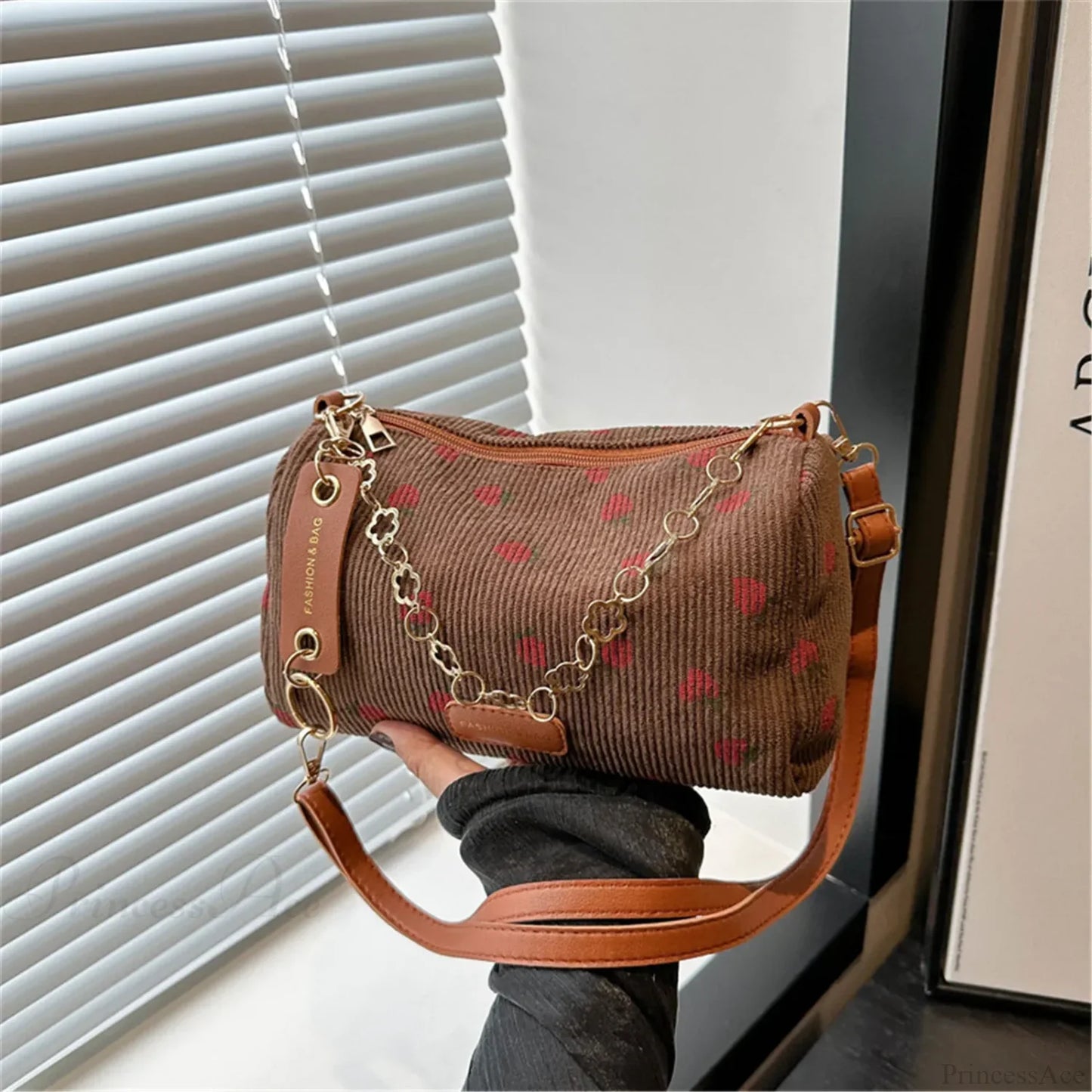 Strawberry Corduroy Mini Crossbody