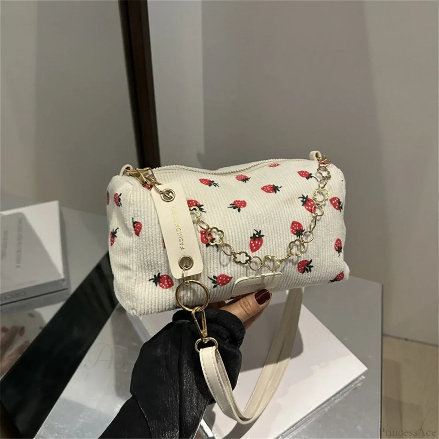 Strawberry Corduroy Mini Crossbody
