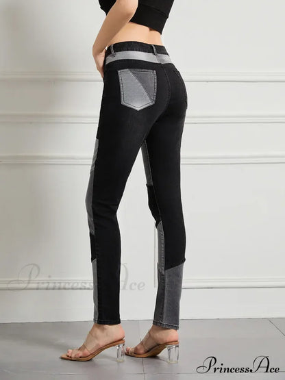 Stretch Patchwork Slim Fashion Vintage Streetwear Denim Jean
