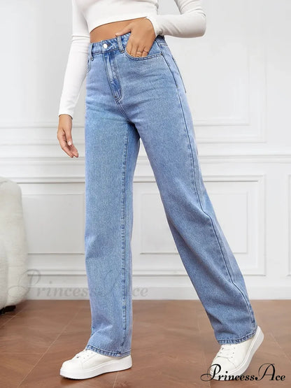 Stretch Straight-Leg Denim Trousers Women Loose Straight Washed Denim Pants Fashion Pants Fall Winter new Jean