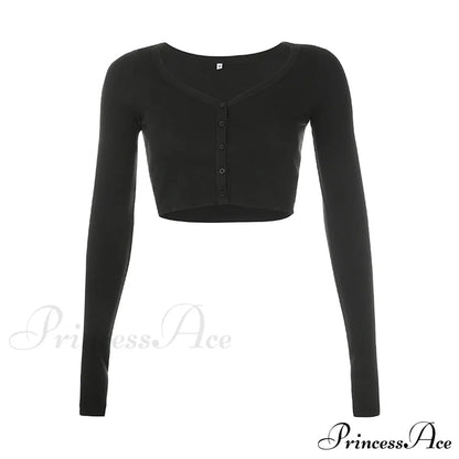 Stretchy Long Sleeve Crop Tops Cardigan