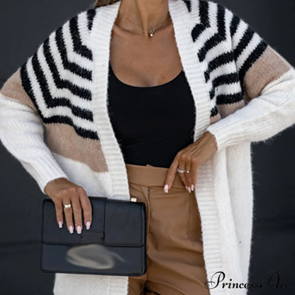 Stripe Contrast Sweater Winter Causal Long Sleeve Outerwear